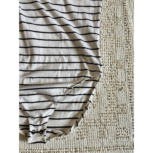 Express One Eleven Black and White Striped Body Suit Boat Neck Pre-Owned - Picture 4 of 11
